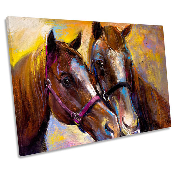 Rosalind Wheeler Horse Faces Wrapped Canvas Painting Wayfair.co.uk
